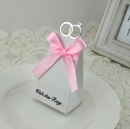 100 шт Новое прибытие кольцо с прозрачным бриллиантом стиль белая коробка конфет