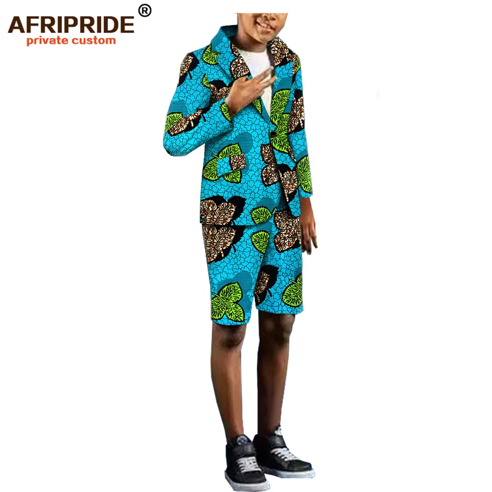 Летний Африканский Модный повседневный комплект для мужчин AFRIPRIDE куртка на одной пуговице+ короткие штаны мужские хлопковые брюки набор A1916002 - Цвет: 471J