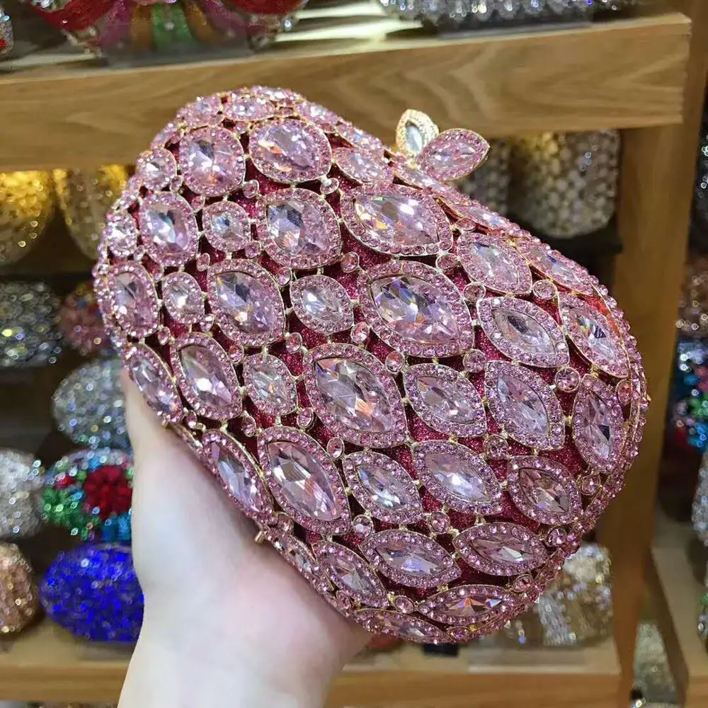 

XIYUAN Luxury Clutch purses chain bag woman wedding diamond crystal Sling designer purse cell phone pocket wallet Handbags pink