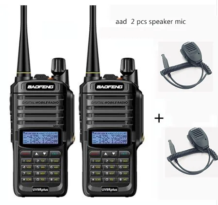 Профессиональный иди и болтай walkie talkie “иди и Водонепроницаемый 20 км Boafeng uv-9r плюс uv9r полиции сканер любительская радиостанция uv9r-era для переносного приемо-передатчика - Цвет: 2pcs mic speaker
