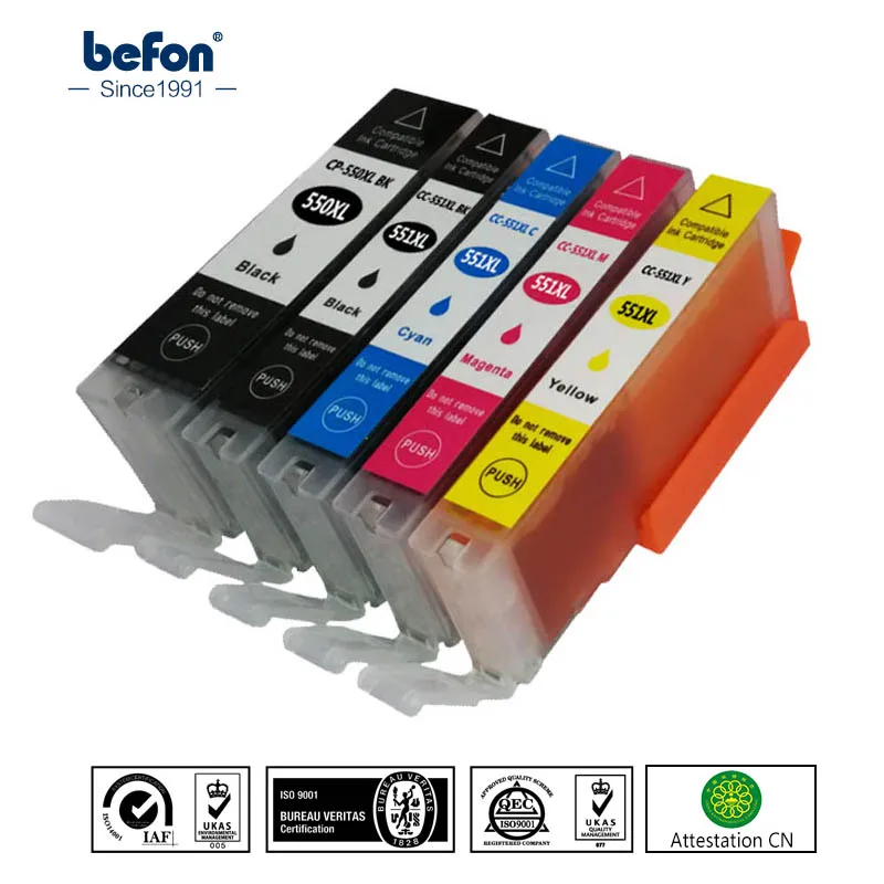 Замена картриджа befon для Canon PGI550 CLI551 PGI 550 CLI 551 PGI-550 CLI-551 XL чернильный картридж для PIXMA IP7250 MG5450