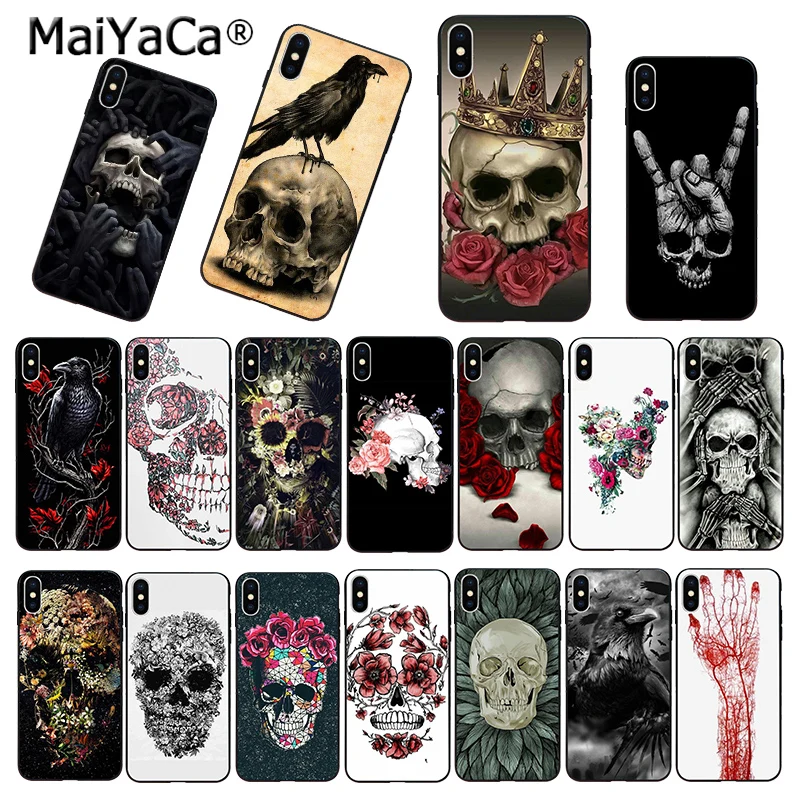 MaiYaCa чехол для телефона с цветами оленем черепом цветочным вороном лошадью бега