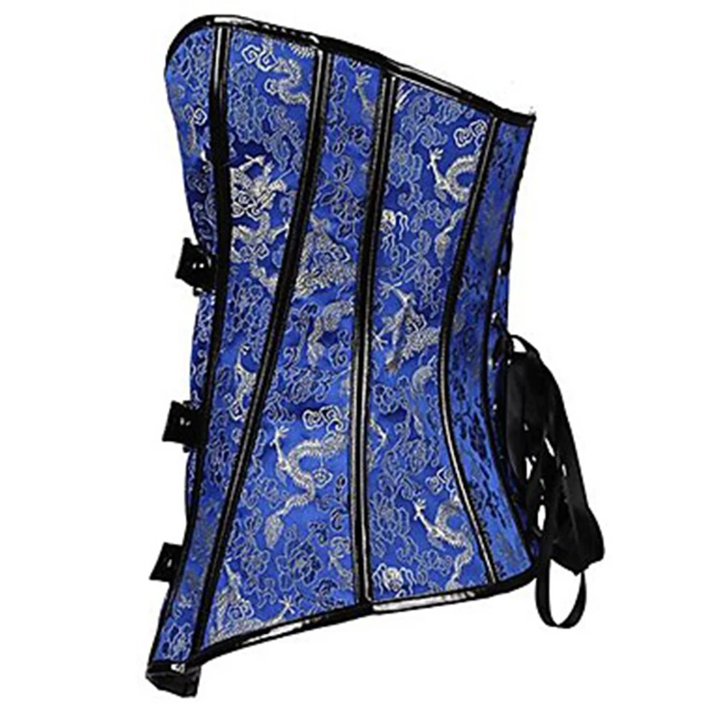Сине-зеленый корсет из парчи с пряжкой для бурлеска одежда в готическом стиле