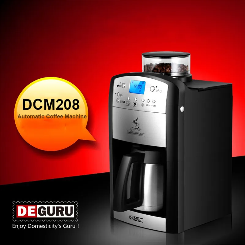 DCM-208 полностью автоматическая кофеварка эспрессо кофемашина верхняя кофемолка ЕС вилка 1.5л емкость кофемолка