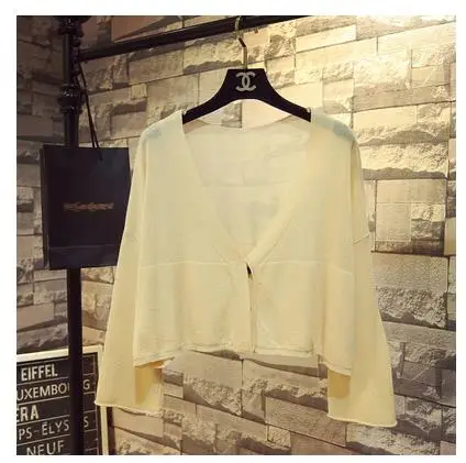 Yellow Apricot Новые осенние женские кардиганы с длинным рукавом, сексуальный Шелковый вязаный шаль, свитера, пальто, женский тонкий элегантный тонкий короткий кардиган SF1242 - Цвет: Yellow Apricot