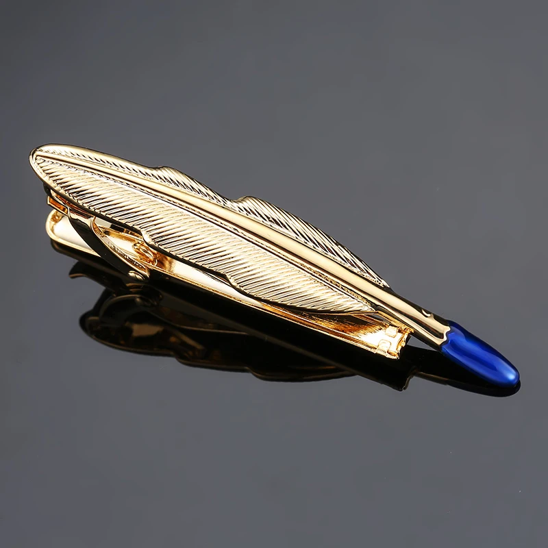 

fashion lychee Vintage Fashion Men Tie Clip Decorative Feather Note gold Color Tie Clips Necktie Pin For Shirt Men Jewelry