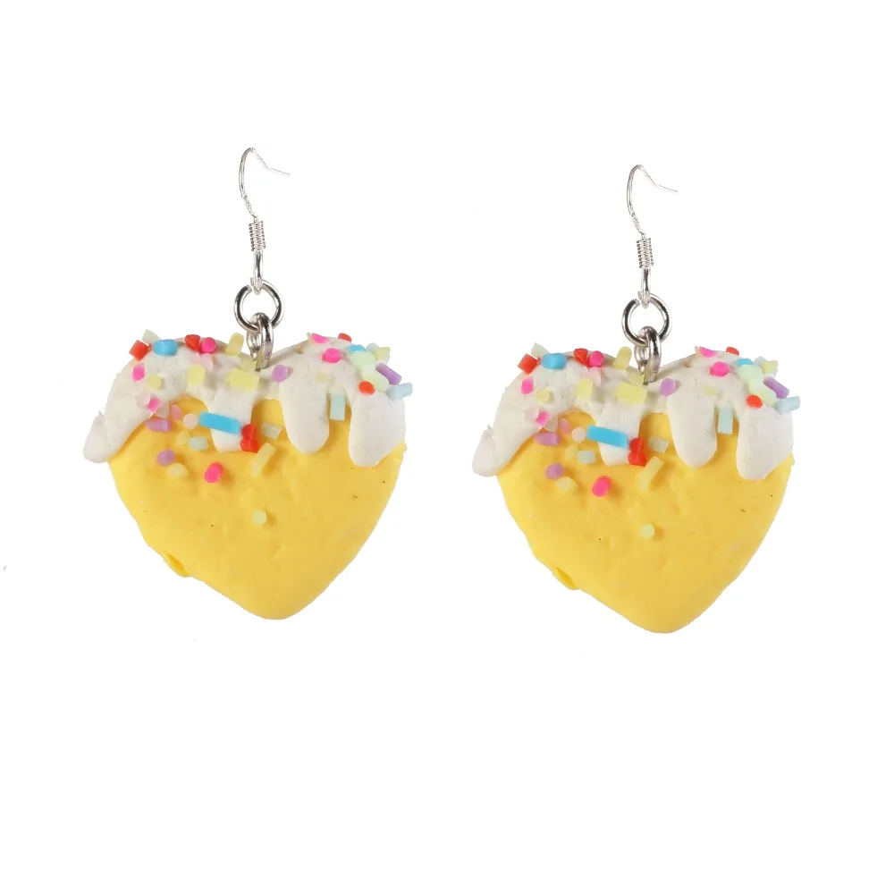 Серьги-подвески в виде сердца с радужным завитком