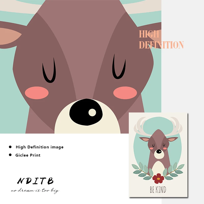 Настенная картина для детской комнаты постер с изображением леса и животных