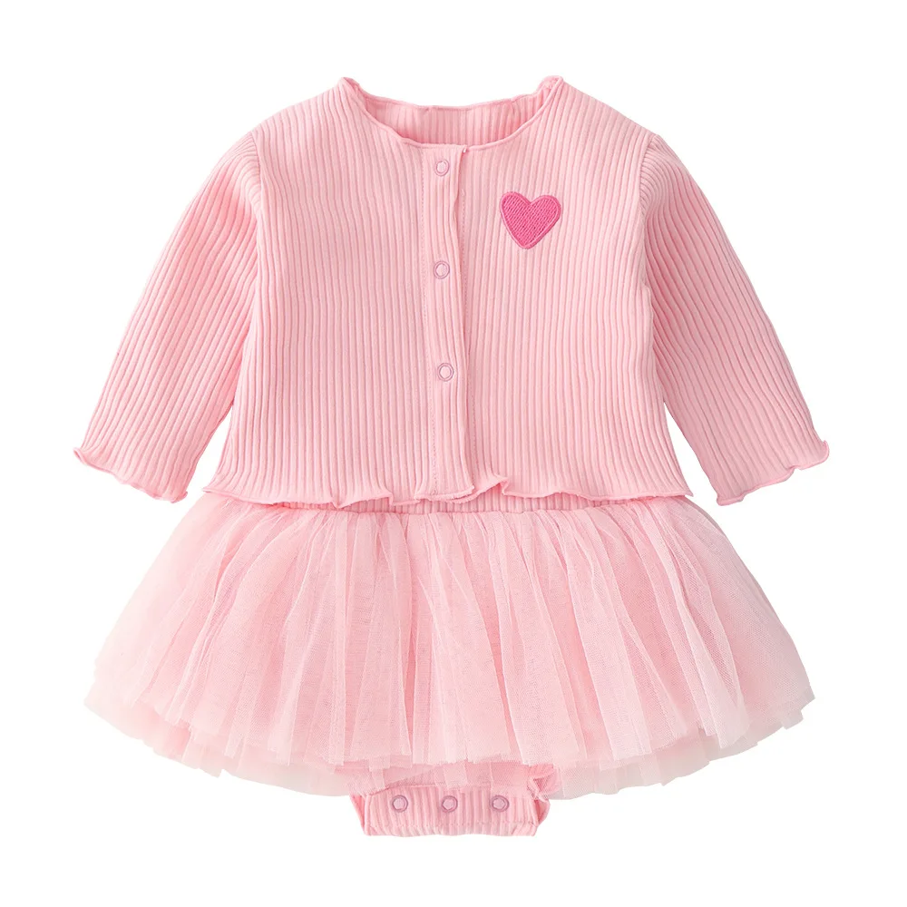 New baby clothing two-piece suit triangle sleeveless gauze jumpsuit + long-sleeved cardigan girl clothes | Детская одежда и обувь