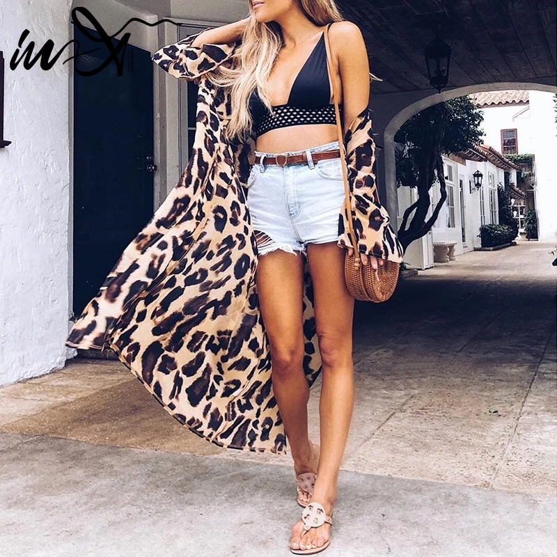 В-х сексуальный Купальник cover up Saida de beach Sarong пляжное платье Леопардовый принт cover UPS кардиган женский халат de plage