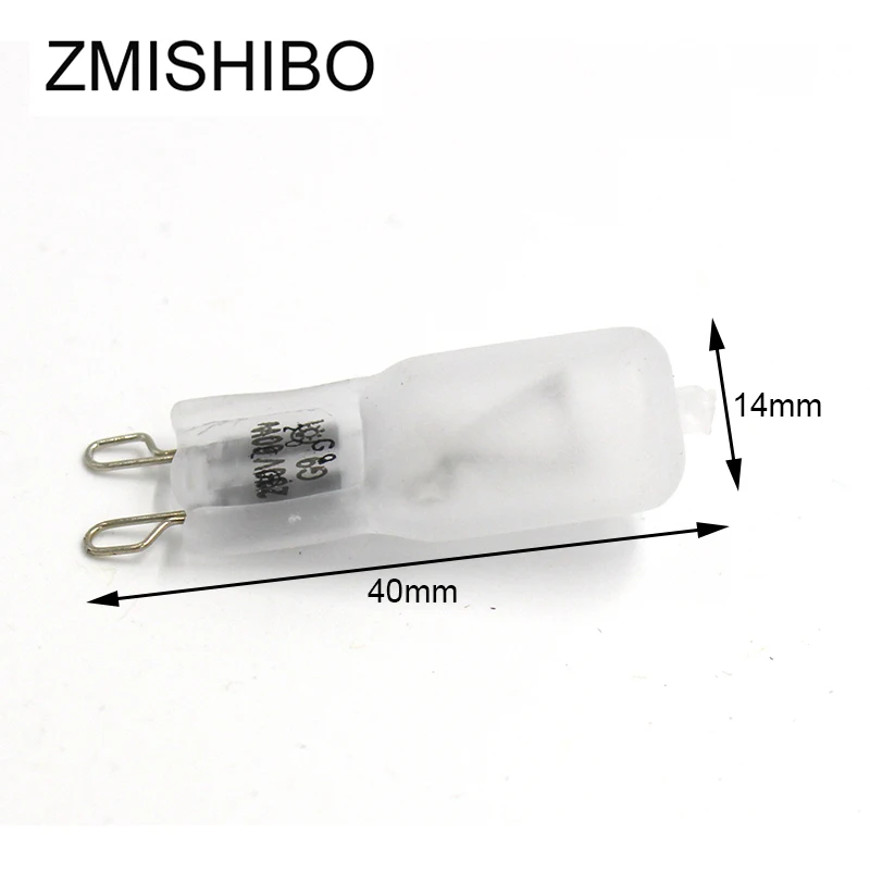 ZMISHIBO 10 шт./лот матовой кварцевое Стекло G9 галогенная лампа 220 V затемнения 20 Вт, 40 Вт, 50 Вт, ручная сборка 2700 к с теплым белым светом каждая лампа с внутренней коробкой