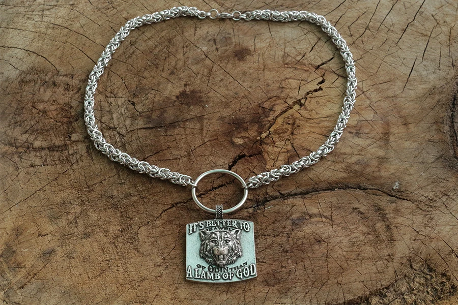 Мужское ожерелье-талисман подвеска с символикой викингов wolf цепочкой из