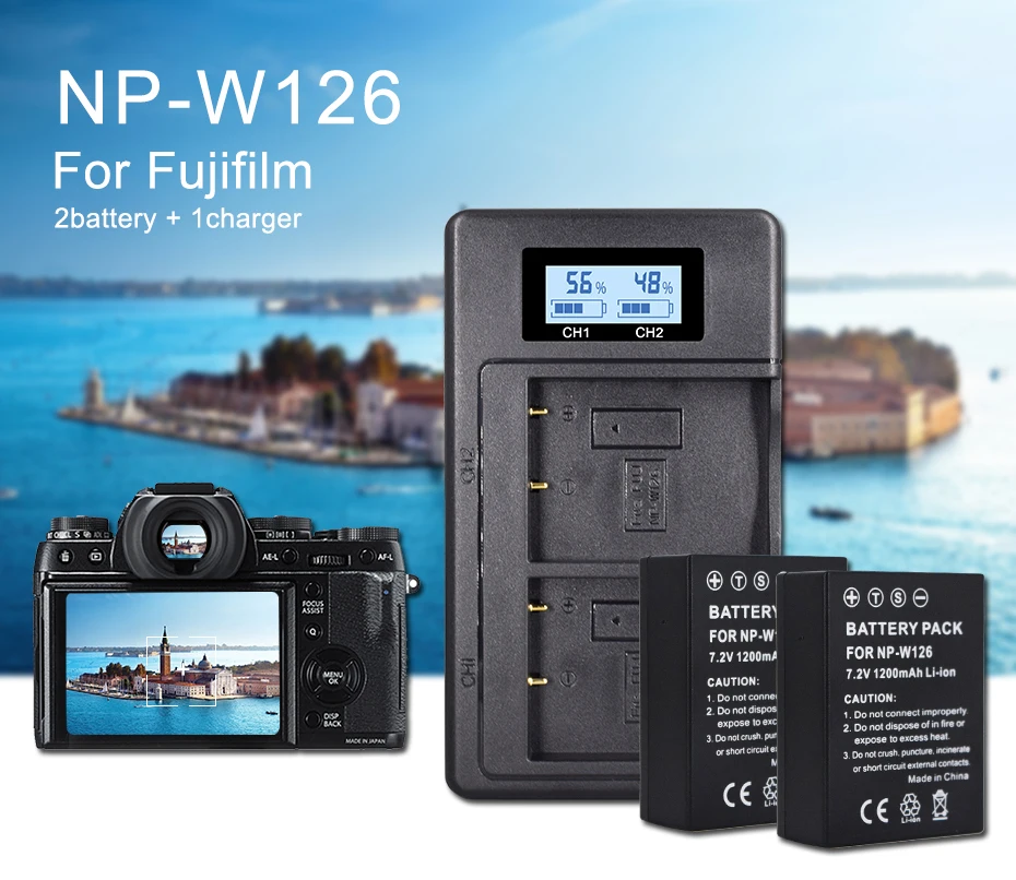 PALO 2 шт. NP-W126 NP W126 NPW126 батареи+ ЖК-цифровой зарядное устройство для Fujifilm Fuji X-Pro1 XPro1 X-T1 XT1 HS30EXR HS33EXR X PRO1