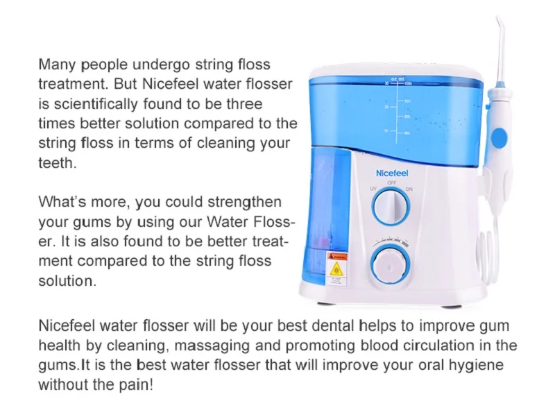 Nicefeel Регулируемый 10 уровень зубной нити воды ирригатор полости рта Flosser очиститель зубов 1000 мл большой емкости резервуар УФ стерилизации