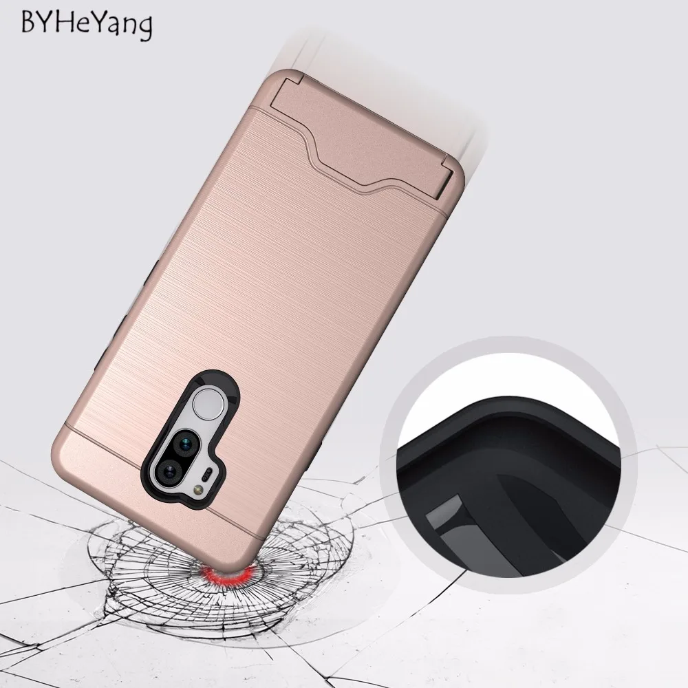 BYHeYang For LG G7 Case for ThinQ Cover Shockproof TPU + PC Brushed Dual Layer Armor Card Slot G710 |