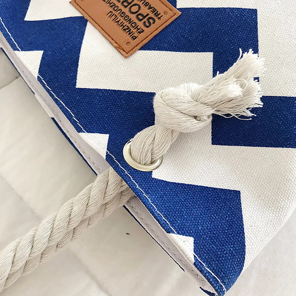 New Casual Women Striped Large Capacity Tote Canvas Shoulder Bag Shopping Bag Beach Bags Casual Tote Bolsa Feminina#H10