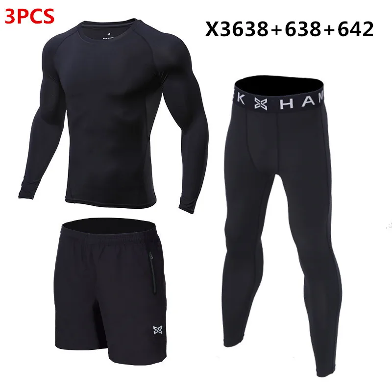 X3638X638X642 black Детская Мужская спортивная одежда, мужской костюм для бега, куртка для баскетбола, футбола, тенниса, фитнеса, трико, шорты, рубашки, леггинсы, спортивная одежда - Цвет: X3638X638X642 black