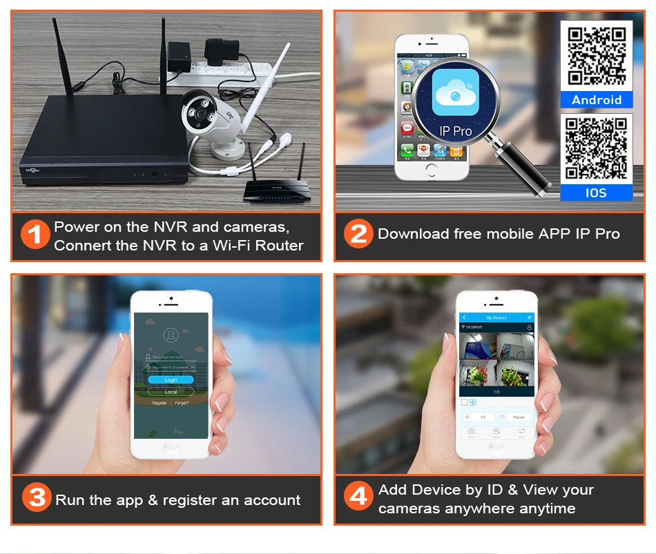 Hiseeu 8CH Беспроводной CCTV Системы 1080P 1 ТБ 4 шт. 2MP NVR POE IP IR-CUT наружного видеонаблюдения Камера IP безопасность Системы системы видеонаблюдения
