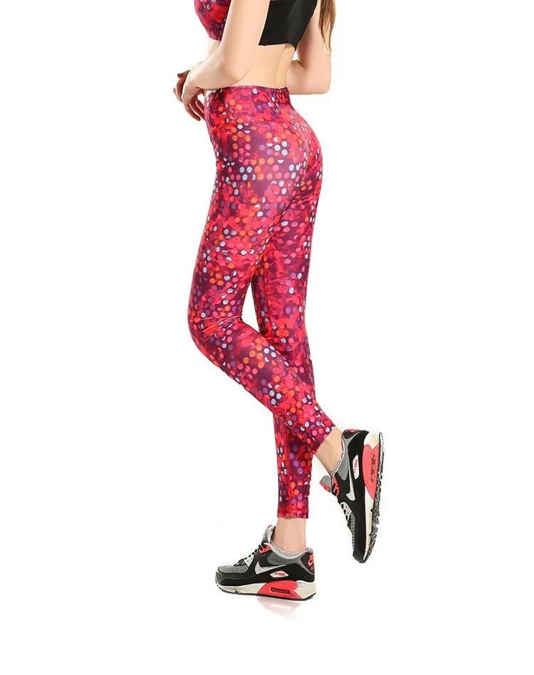 Женские леггинсы для упражнений в розовые пятна быстросохнущие энергетические