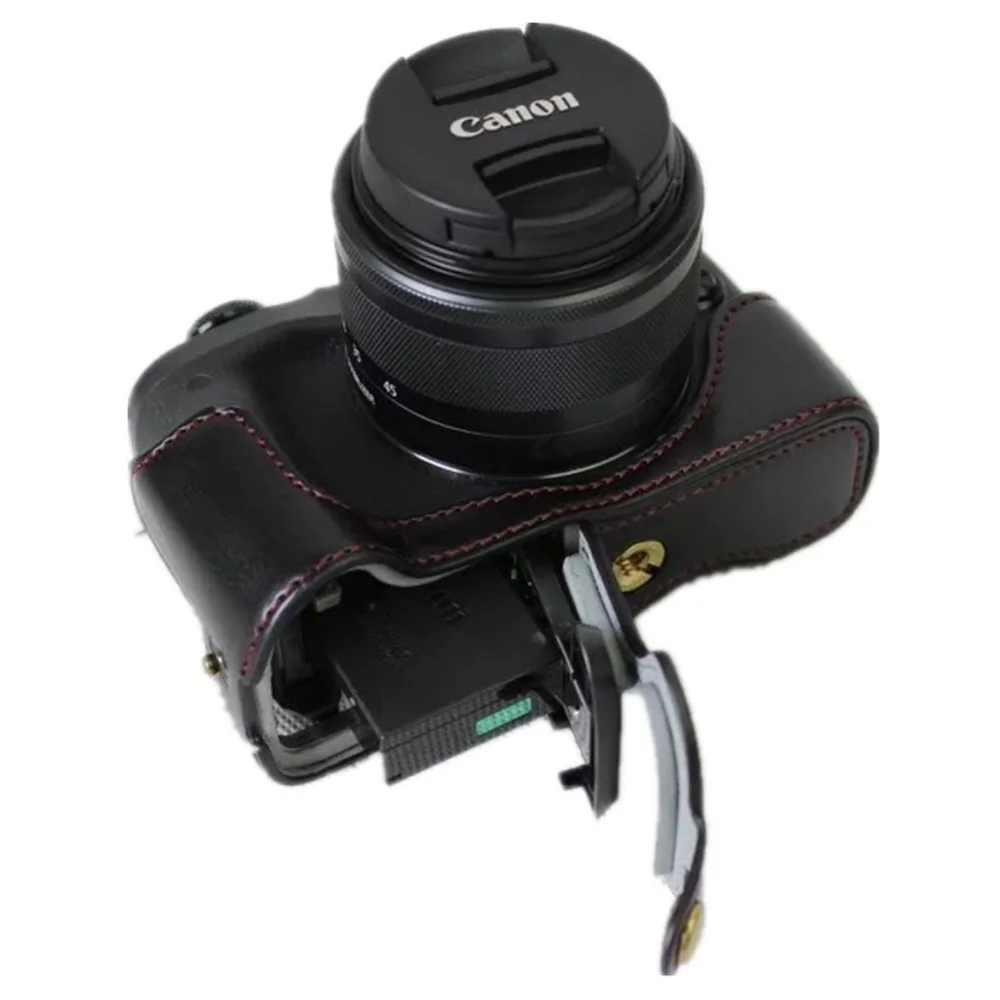 Pu Leather Half Body Camera Case For Canon EOS M6 EOSM6 EOSM 6 Bottom Bag Cover Open Battery | Электроника