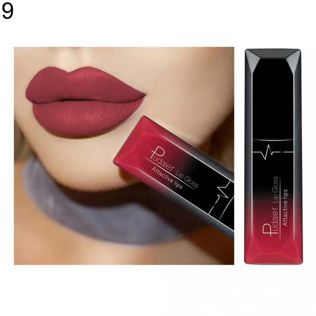 Для губ Глянцевая Жидкость Помада Matte Lip Gloss Для женщин пикантные Красота Косметическая длительное полный Размеры увлажняющий - Цвет: 09