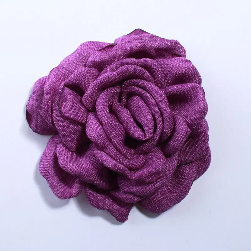 Purple 10 шт., 8 см, 3 дюйма, модные корейские цветы из пеньковой ткани для волос на заколках, прекрасный цветок камелии для повязки на голову, выберите цвет - Цвет: Purple