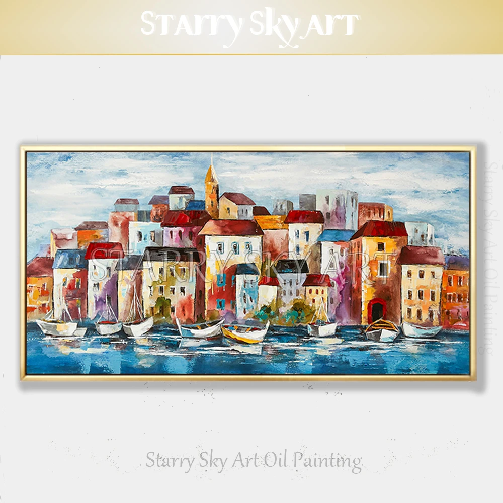 

Artist Handmade Wall Art Unframed Impressionist Europe City Landscape Oil Painting on Canvas Europe City Building Oil Painting