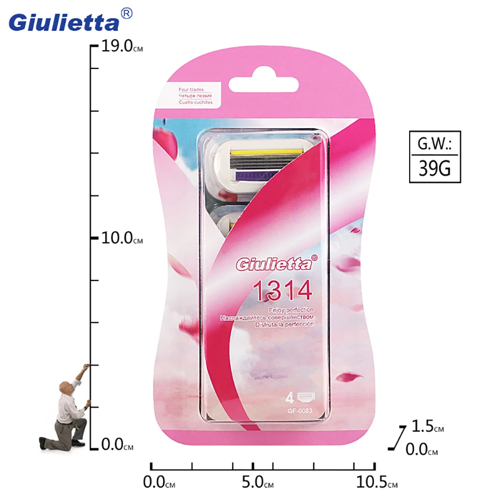 Giulietta Острая Бритва, 4 шт., лезвия для бритвы для женщин, специальное руководство, 4-слойное лезвие, совместимое с Giulietta, бритвенная ручка