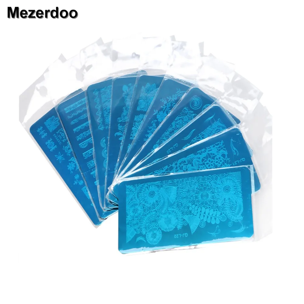 1 шт. прямоугольная штамповка для ногтей Mezerdoo шаблон кружева цветок листья штамп