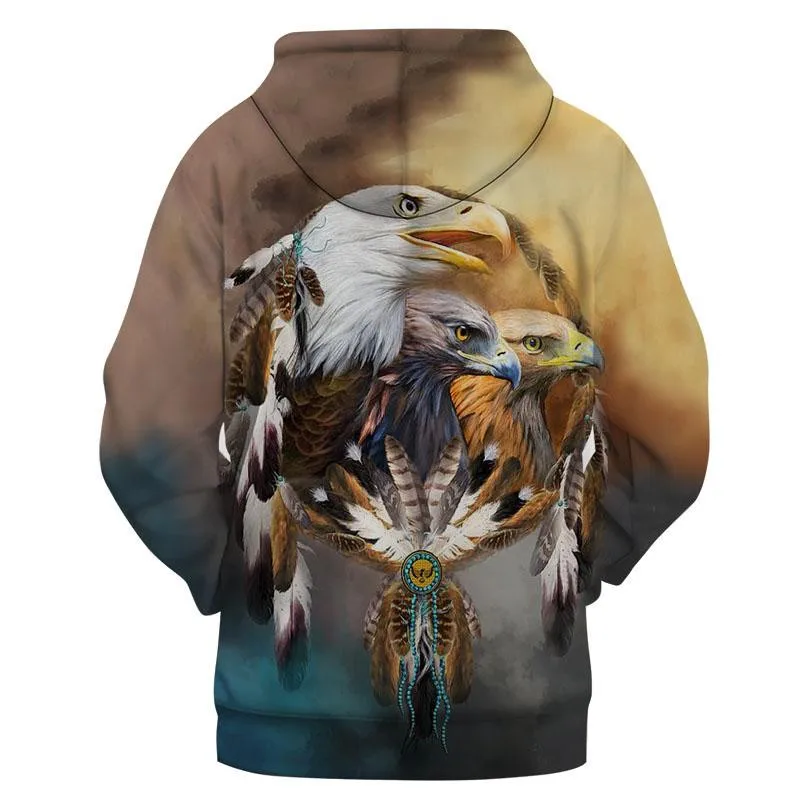 Толстовка с капюшоном Dream Catcher Eagle для мужчин и женщин Осенний пуловер брендовая