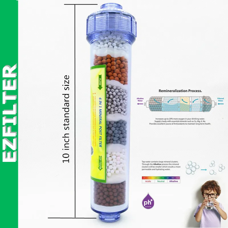 6 в 1 щелочные минералы ORP (Антиоксиданты) фильтр для воды Встроенный 10 дюймов
