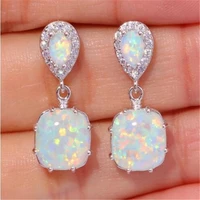 bohemian opal earring for women jewelry silvery vintage earrings femme women accessories wedding earrings female gifts earring