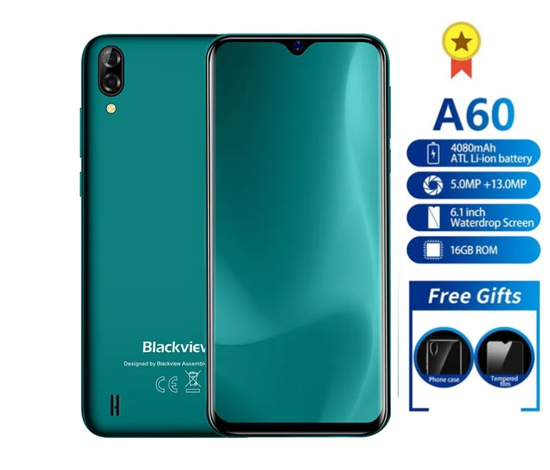 Новинка смартфон Blackview A60 4080 мА/ч Android 8 1 ОЗУ ГБ ПЗУ 16 13 МП четырехъядерный
