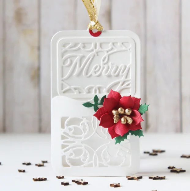 Новинка 2018 года Рождество POINSETTIA Цветок Металлический трафарет трафареты для DIY