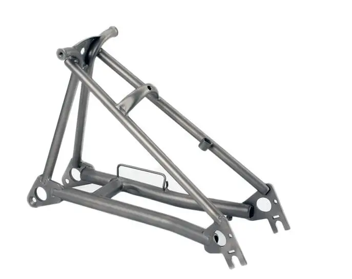 titanium polished Титановая вилка для велосипеда Brompton-1& 1/"-с резьбой+ задний треугольник подходит для велосипеда Brompton - Цвет: titanium polished