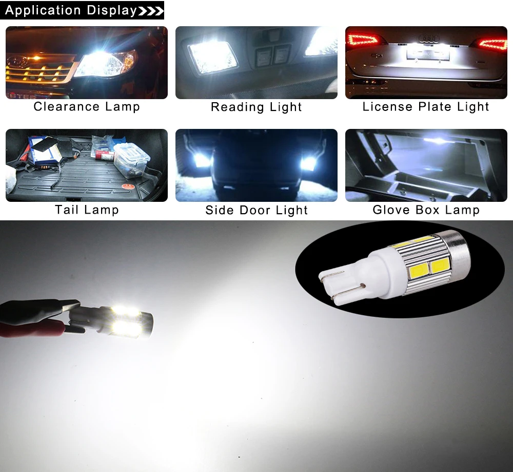 T10 Canbus 194 W5W 10 SMD 5630 Светодиодный светильник лампа без ошибок светодиодный светильник парковки T10 светодиодный автомобильный боковой светильник стайлинга автомобилей авто светодиодный