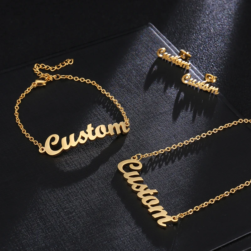 Romantic Gift Stainless Steel Custom Personalized Name Choker Gold Color Handwriting Pendant Customized Necklace Jewelry | Украшения и
