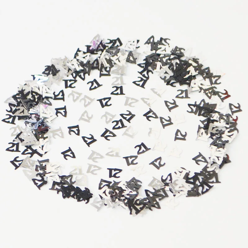 

21st Birthday confetti Decorations Table Decoration Scatters Sparkle Glitz Digital Black&Silver Metallic CONFETTI Supplies