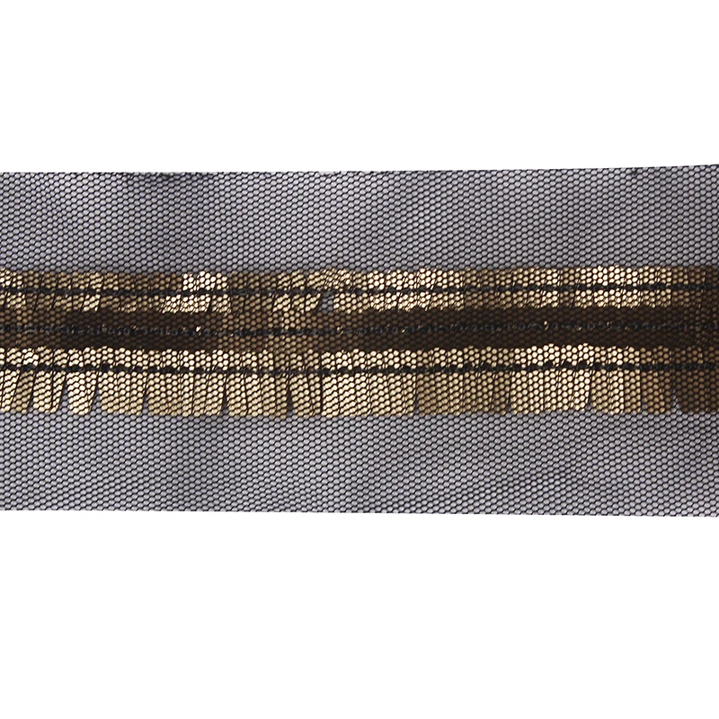 20 ярдов черная фатиновая кружевная отделочная лента с золотой стандартной