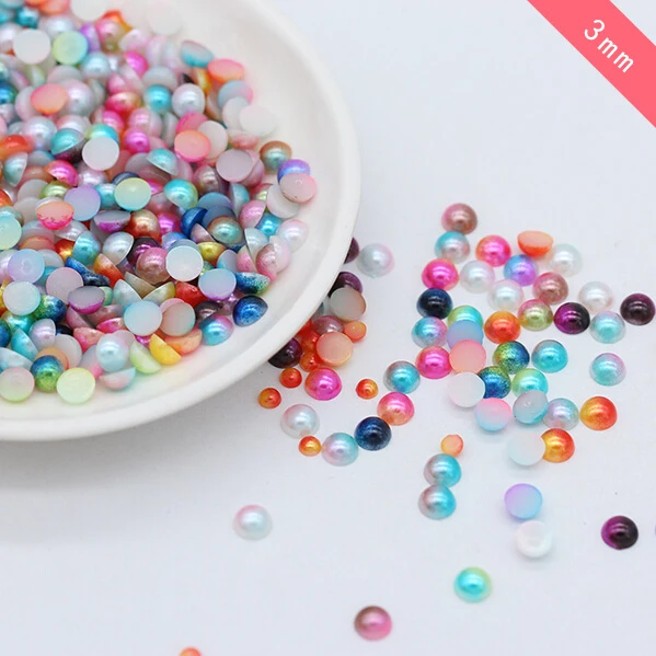 Free Shipping 3mm 1000pcs ABS Half Round Imitation Pearls Beads Flatback DIY For Clothing/ Phone/Crafts Nail Art | Украшения и