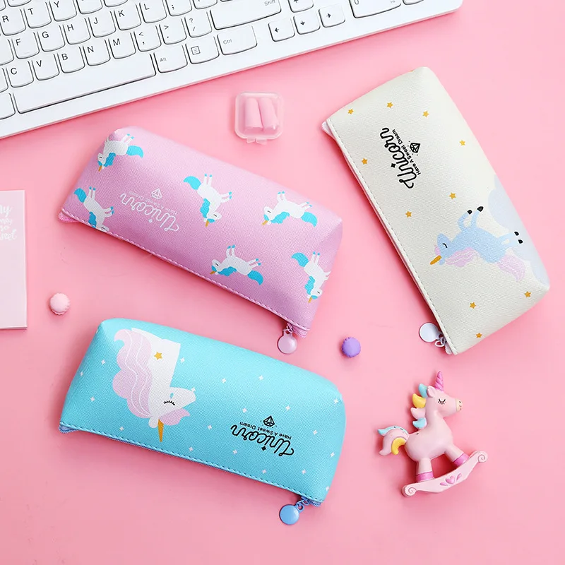 1 шт. Kawaii PU пенал Чехол подарок с Unicorn школьная для карандашей качественная сумка