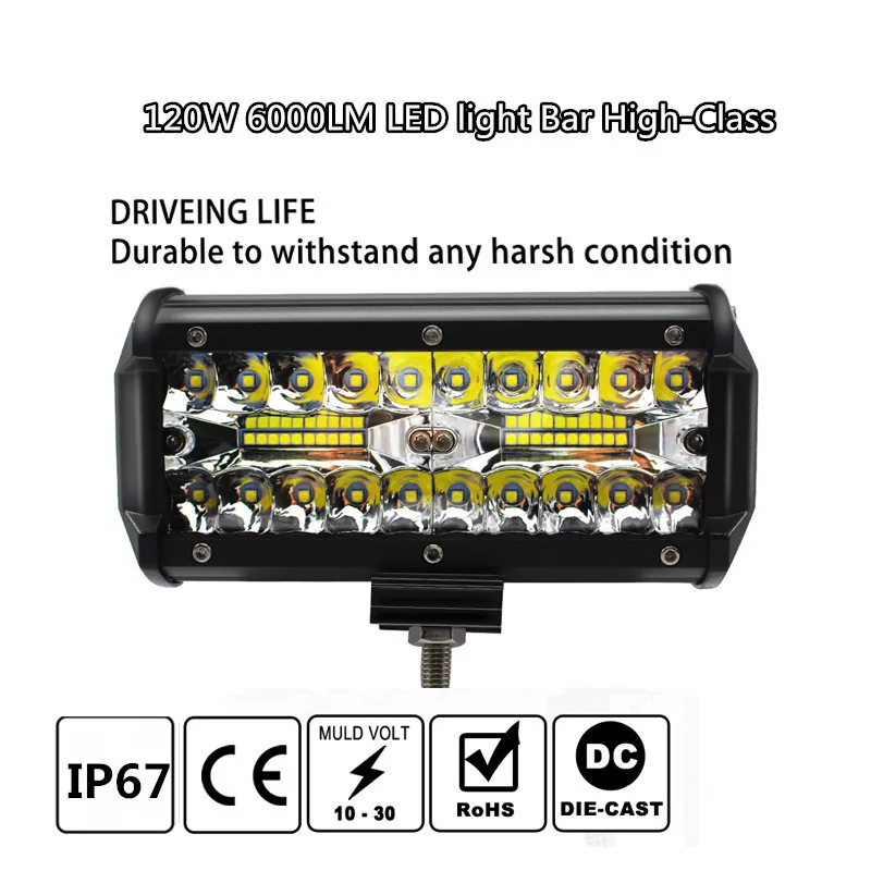Kebedemm рабочий свет бар комбо внедорожный мотоцикл Foglights 7 дюймов 60/120 Вт 12В 24В