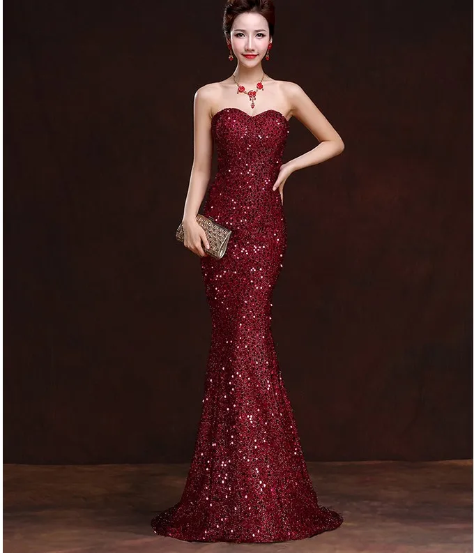 Женское вечернее платье русалка шелковое до пола без рукавов TK1032|robe de soiree|evening
