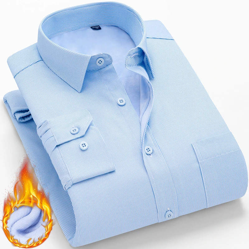 Зимняя теплая рубашка с длинным рукавом Мужская брендовая Camisa Masculina Корейская