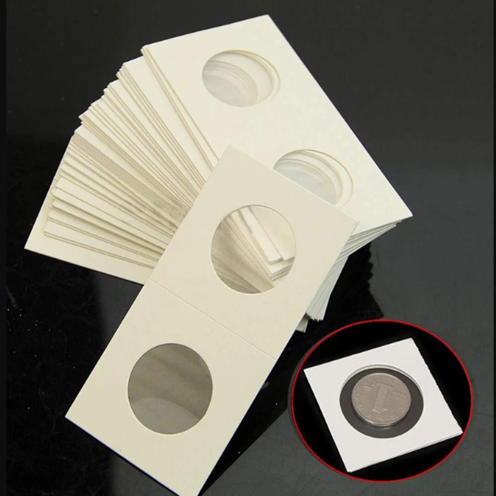 100pcs 40mm Cardboard Coin Holders Storage Clip case paper bags Flip Paper Boards Collection Supplies | Дом и сад
