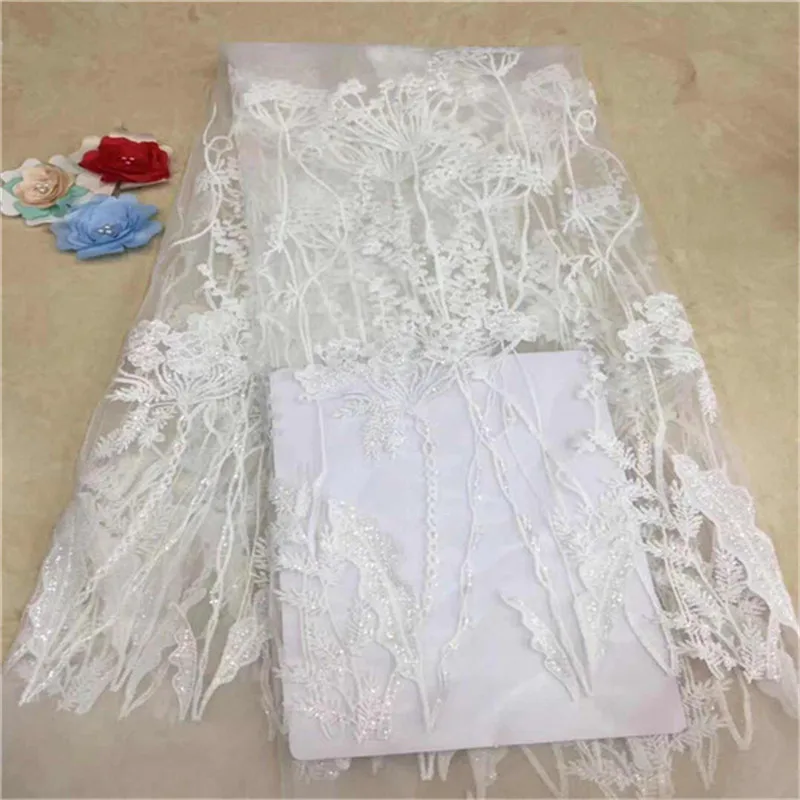 

2019 New Design African Net Lace Fabric High Quality French Lace Fabric With Sequins Nigeria Lace Fabric For Wedding Dress