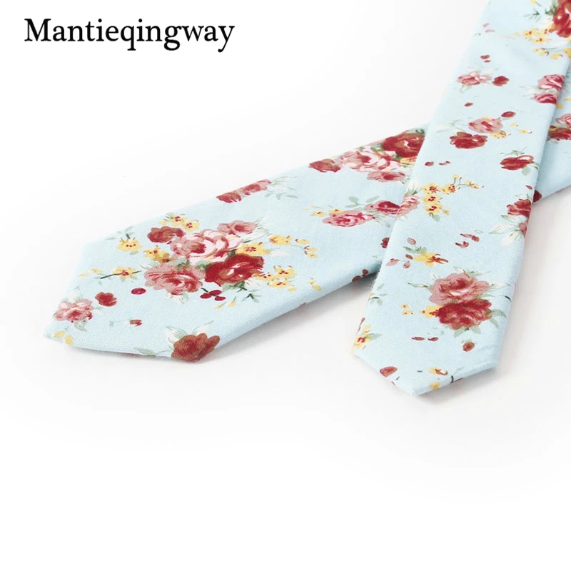 Mantieqingway Винтажный Мужской цветочный галстук на шею синий и белый хлопок повседневные модные галстуки для мужчин s Свадебная вечеринка Цветочные Галстуки Галстук