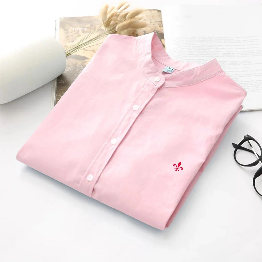Liangyuan-0689-pink Dudalina с вышивкой для девочек; рубашки для мальчиков Для женщин модная Повседневная рубашка с элегантными длинными рукавами Тонкий Женская Блузка офисная одежда Размеры 3XL - Цвет: Liangyuan-0689-pink