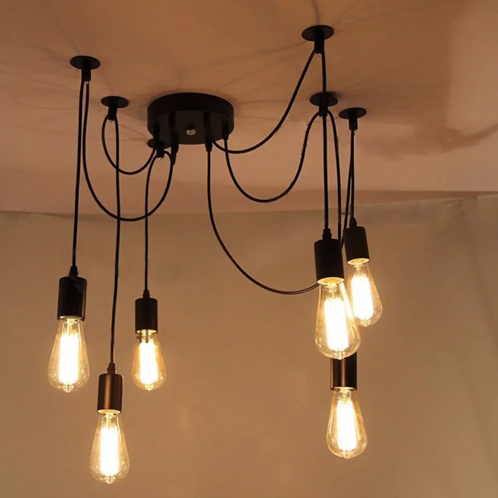 Современная Скандинавская ретро люстра с лампочками Эдисона винтажная