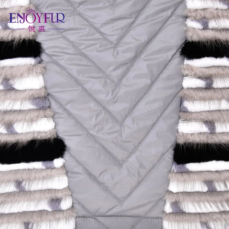 Enjoyfur Куртки из кожи натуральной норки Мех и кролика Пальто пуховики для Для